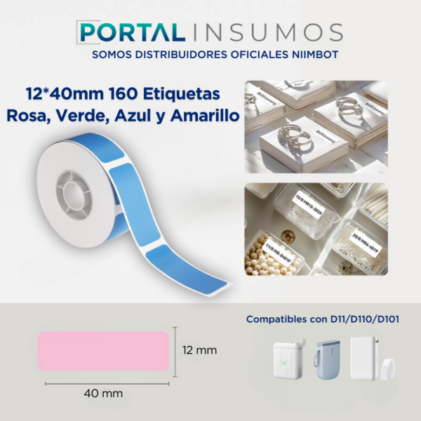 Etiqueta Para Rotuladora Impresora Niimbot Original 12x40 Mm - Azul