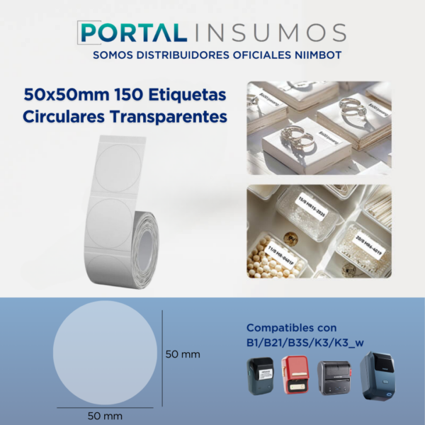 etiquetas circulares transparentes 50x50 portal insumos