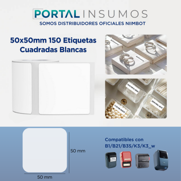 Etiqueta Para Rotuladora Impresora Niimbot Original 50x50 - Blanco