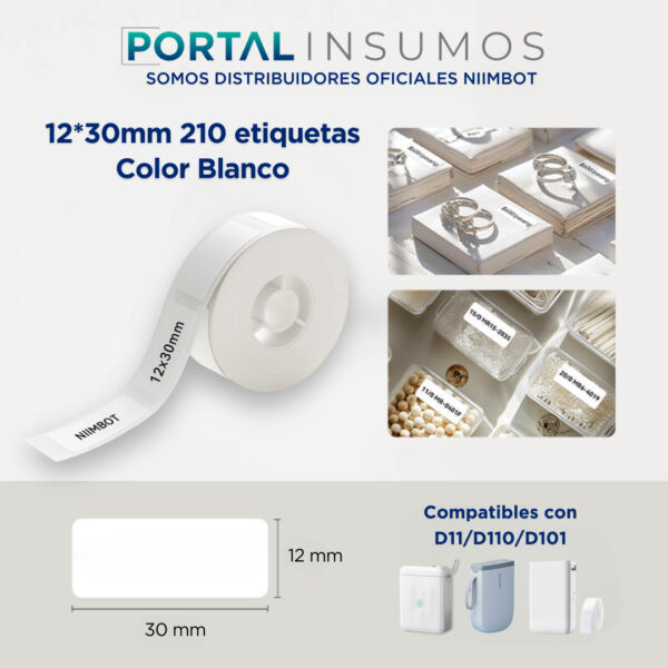 Etiqueta Para Rotuladora Impresora Niimbot Original 12x30mm portal insumos