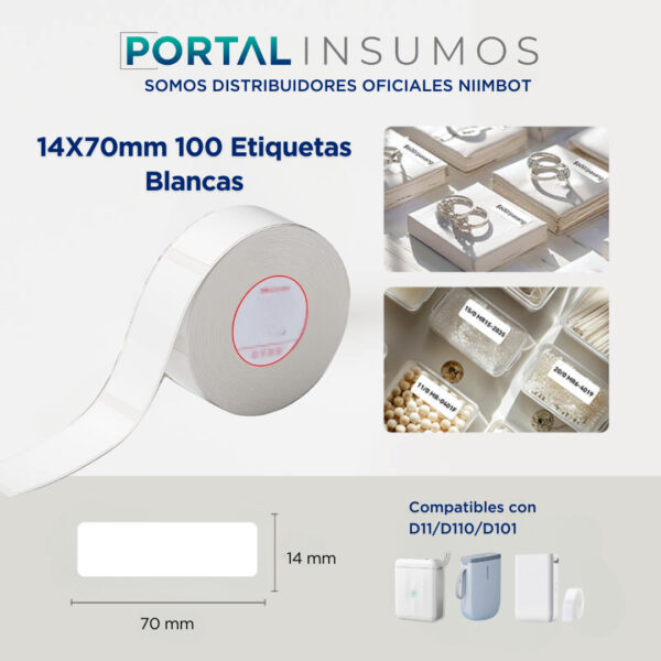 Etiqueta Para Rotuladora Impresora Niimbot Original 14x70mm